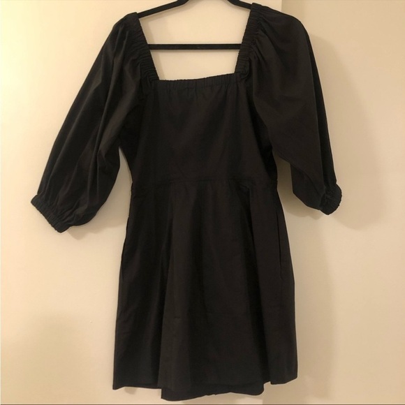 Danielle Bernstein Black Puff Sleeve Button Down Mini Dress - Picture 5 of 10